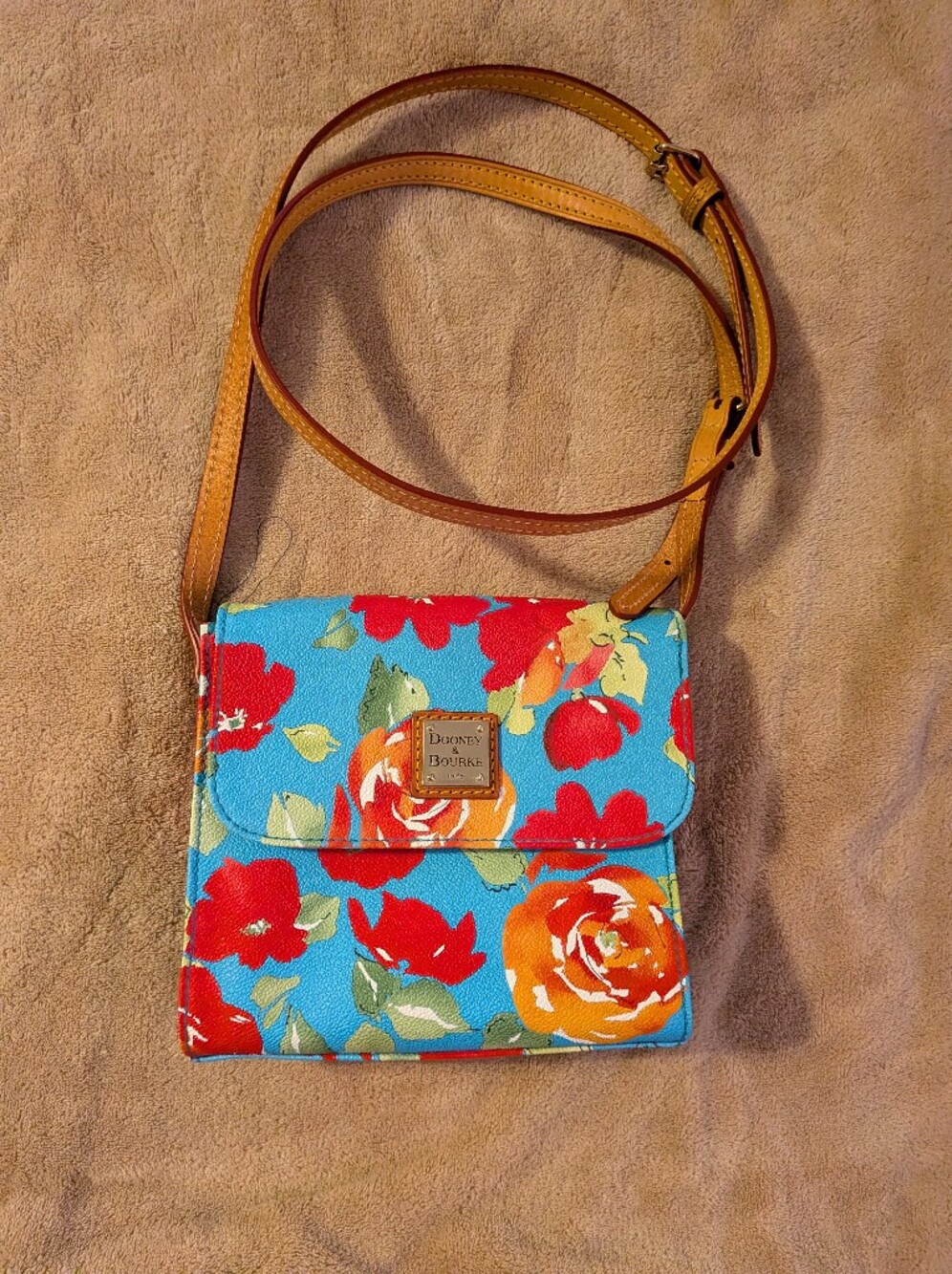 Dooney & Bourke Turquoise Floral Crossbody Vintage Rose Garden Collection